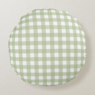 Faye und Lauren Green Gingham Rundes Kissen
