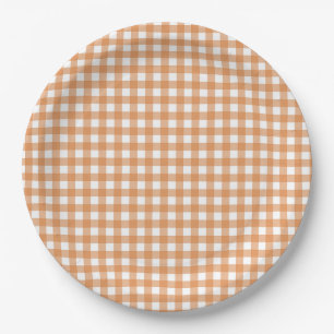 Faye und Lauren Herbstorange Gingham Pappteller
