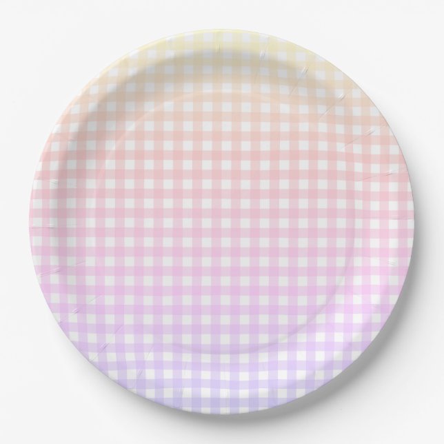 Faye und Lauren Ipanema Gingham Paper Tellers Pappteller (Vorderseite)