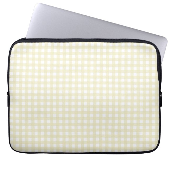 Faye und Lauren Lemon Yellow Gingham Laptopschutzhülle (Vorderseite)