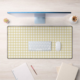 Faye und Lauren Light Yellow Gingham Schreibtischunterlage
