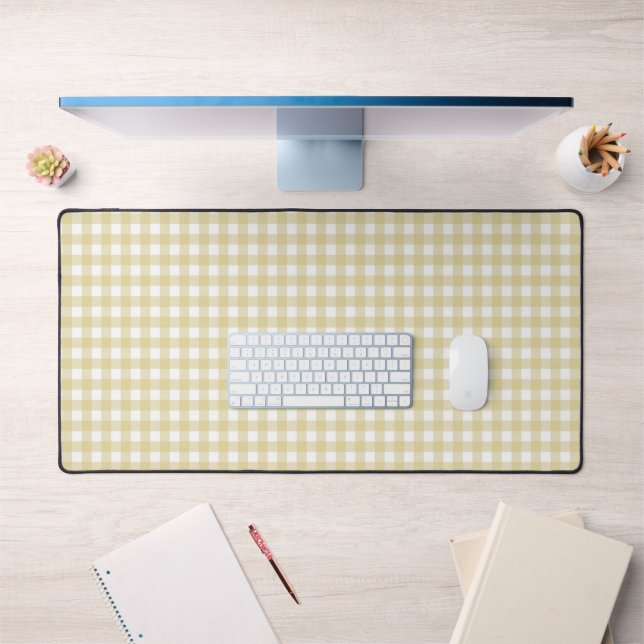 Faye und Lauren Light Yellow Gingham Schreibtischunterlage (Büro 1)