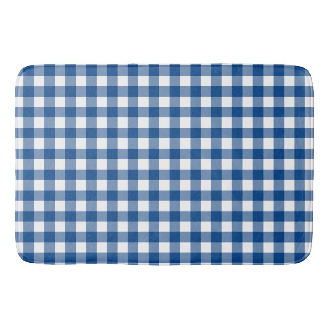 Faye und Lauren Navy Blue Kariert Badematte (Vorderseite)