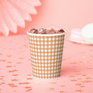 Faye und Lauren Orange Gingham Pappbecher