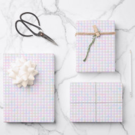 Faye und Lauren Pastel Gingham Multicolor Geschenkpapier Set
