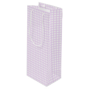 Faye und Lauren Pastel Lila Gingham Geschenktüte Für Weinflaschen