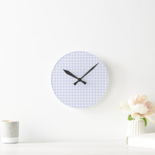Faye und Lauren Pastel Lila Gingham Runde Wanduhr