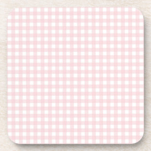 Faye und Lauren Pastellrosa Gingham Getränkeuntersetzer