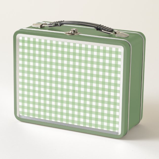 FayeandLauren Green Kariert Buffalo Muster Metall Brotdose (Vorderseite)