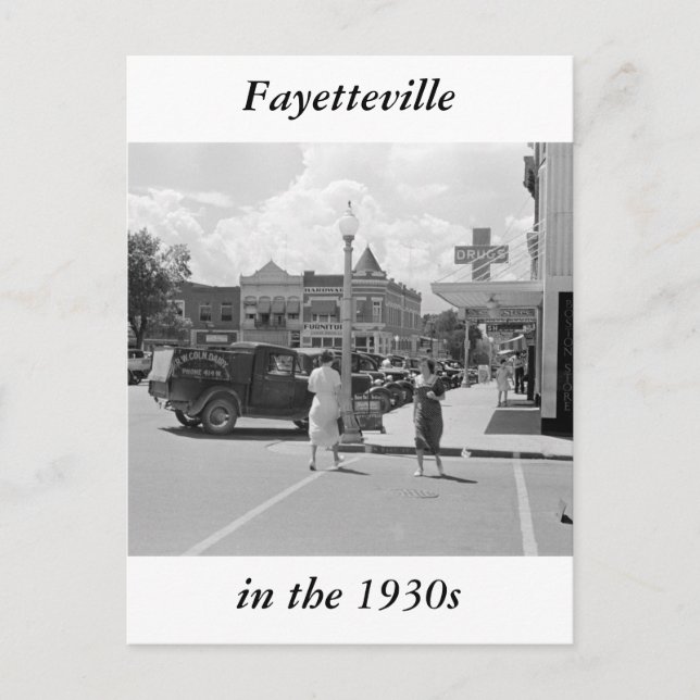 Fayetteville, Arkansas, 1930er Postkarte (Vorderseite)