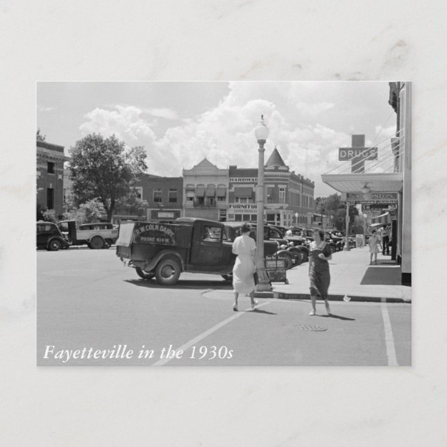 Fayetteville, Arkansas, 1930er Postkarte (Vorderseite)