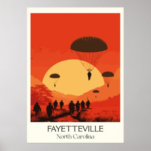 Fayetteville NC Vintager Fallschirm Jump Sunset Ar Poster