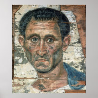 Fayum-Porträt eines Mannes in einem blauen Mantel,