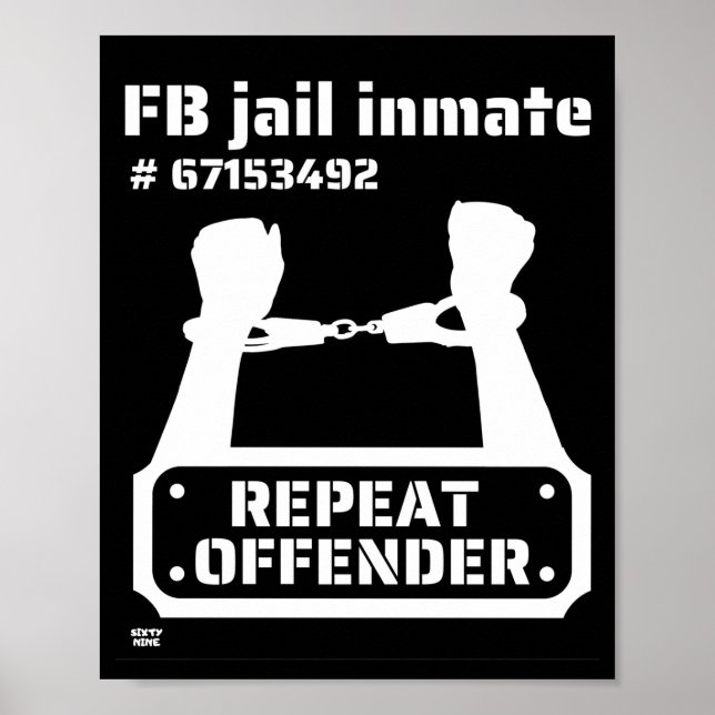 "FB JAIL INMATE" lustige Gefängnisinsasse Poster (Vorne)