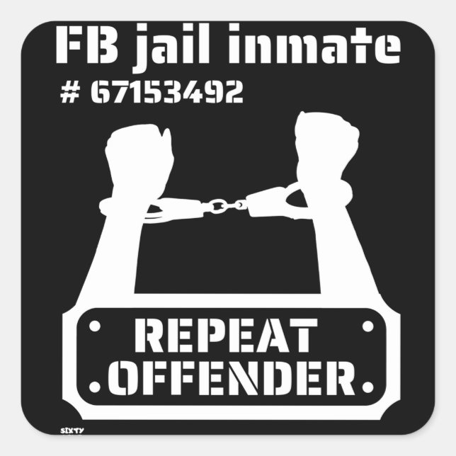 "FB JAIL INMATE" lustige Gefängnisinsasse Quadratischer Aufkleber (Vorderseite)