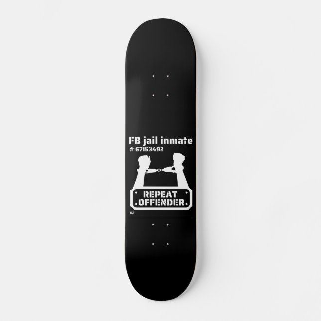 "FB JAIL INMATE" lustige Gefängnisinsasse Skateboard (Vorderseite)