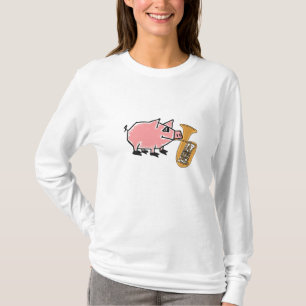 FB porc drôle jouant le T-shirt de tuba