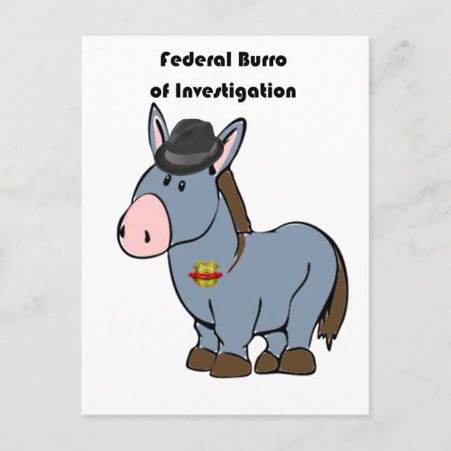 FBI Bundesstaatliches Burro der Untersuchung Donke Postkarte (Vorderseite)