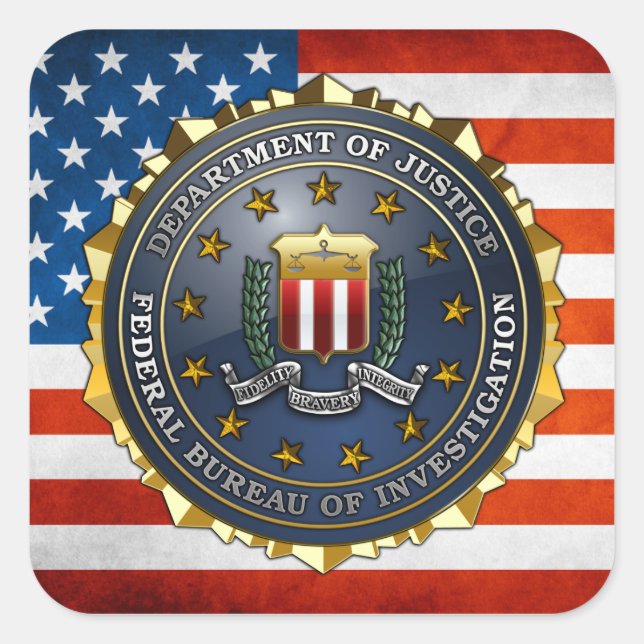 FBI-Emblem Quadratischer Aufkleber (Vorderseite)