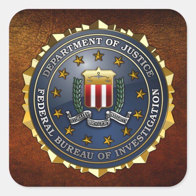 FBI-Emblem Quadratischer Aufkleber (Vorderseite)