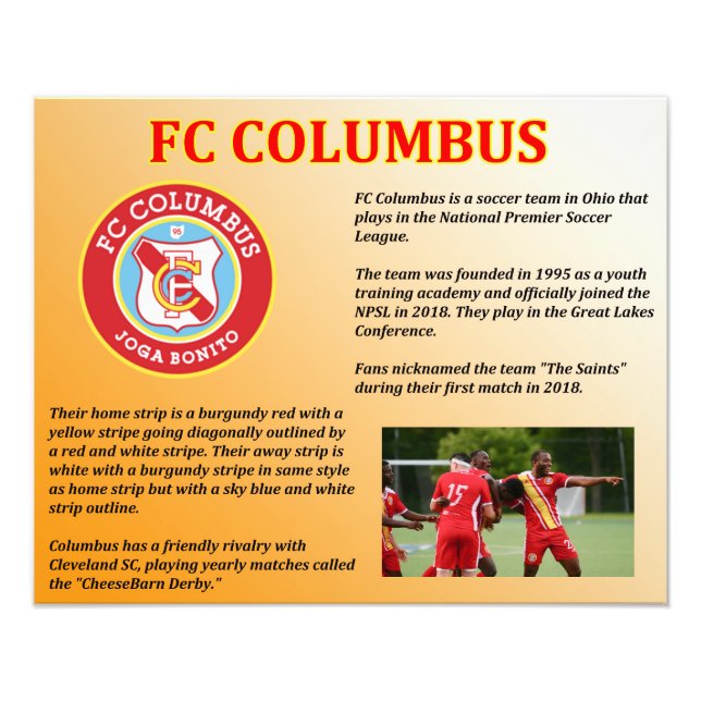 FC Columbus Fotodruck (Vorne)