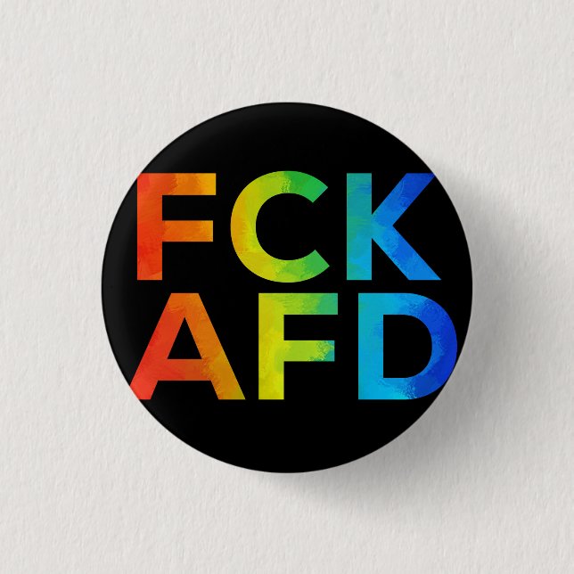 FCK AFD Regenbogen auf Schwarz Button (Vorderseite)