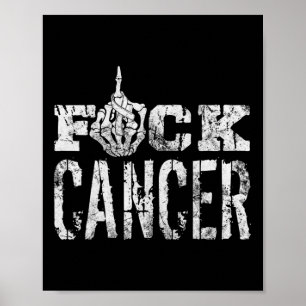 Fck Cancer Skeleton Middle Breast Cancer Awareness Poster