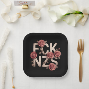 FCK NZS Blumen gegen Rechts Keine Nazis Lgbtq+  Pappteller