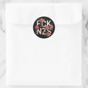 FCK NZS Flowerig Gegen Rechts Keine Nazis Lgbtq+  Runder Aufkleber