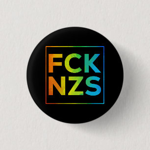 Fck NZS mit Rahmen Regenbogen auf schwarz Button