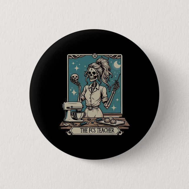 Fcs Teacher Skeleton Halloween Familie und Verbrau Button (Vorderseite)