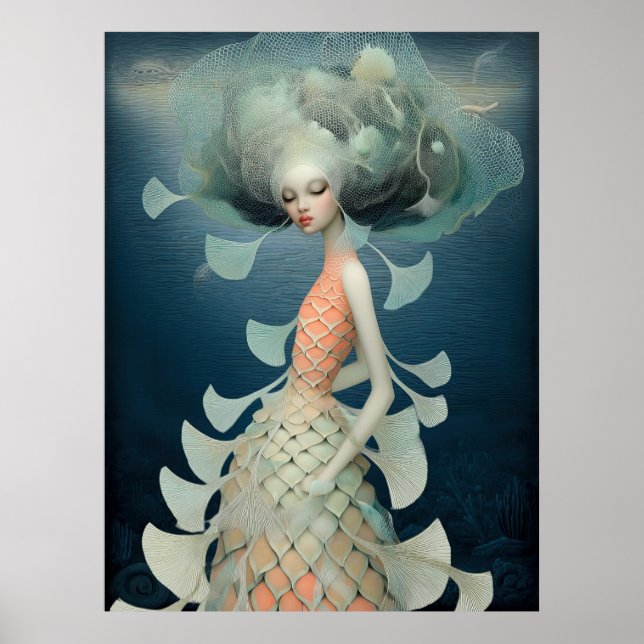 *~* FD2 12  Wassergöttin Fantasy Meer Nixe  Poster (Vorne)