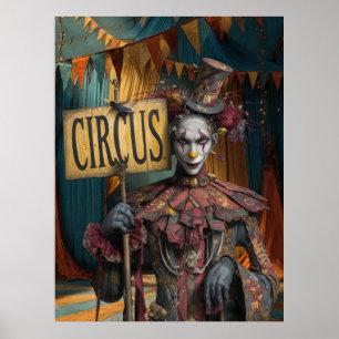 FD2 Circus Clown Art 25 Vintag Retro Karneval Poster