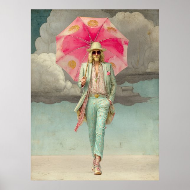 FD2 Eclectic Colorful Boho MAN Umbrella 14 Poster (Vorne)