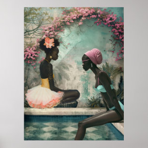 *~* FD2 Floral 2 Black Goddesses by Pool 12 Poster