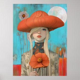 *~* FD2 Floral Fall Girl Herbst Hat Retro 23 Poster