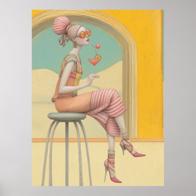 ^~* FD2 Glam Bohemisch Boho Cocktail Frau 5 Poster (Vorne)