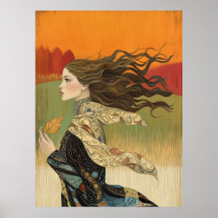 *~* FD2 Hübsch Herbstmädchen Herbst Retro 4 Poster