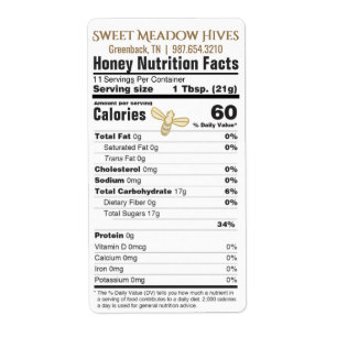 FDA Conforme Nutrition Honey Étiquette 2022