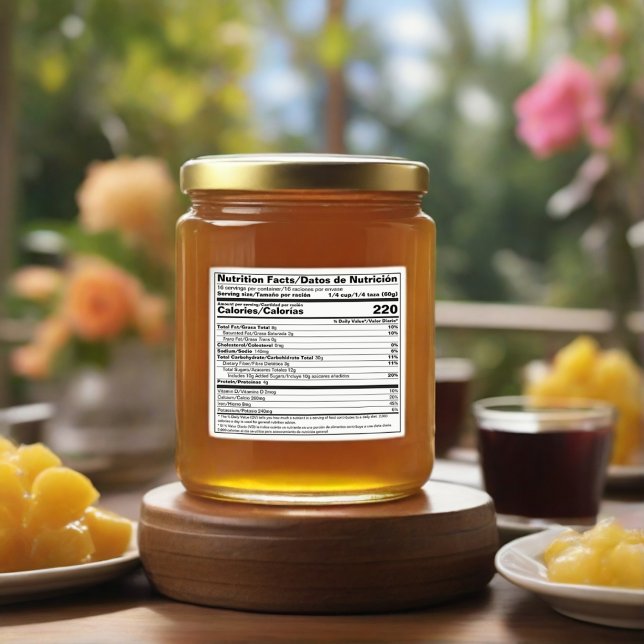 FDA-konformes zweisprachiges Lebensmitteletikett Alkoholflaschenetikett (English-Espanol Nutrition Facts Label)