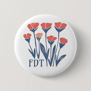 FDT Floral Wreath Subtle Feminine Boho Anti-Trump Button