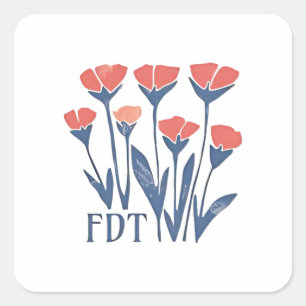 FDT Floral Wreath Subtle Feminine Boho Anti-Trump Quadratischer Aufkleber