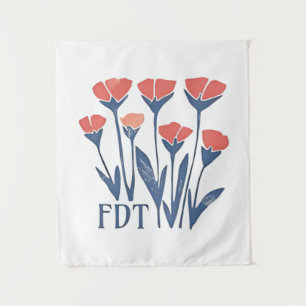 FDT Floral Wreath Subtle Feminine Boho Anti-Trump Wandteppich