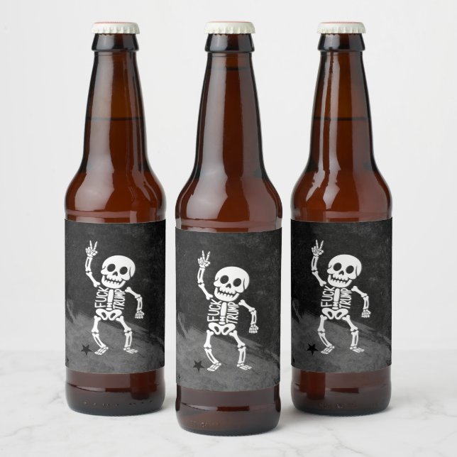 FDT Trump Funny Anti Trump Skelett Bierflaschenetikett (Flaschen)