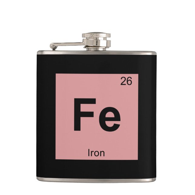 Fe - Eisen Chemie Periodisches Symbol Element Flachmann (Vorderseite)