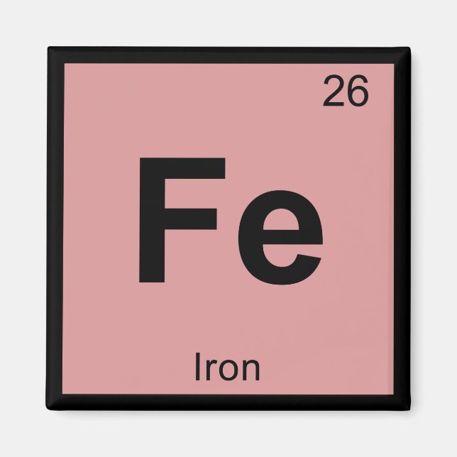 Fe - Eisen Chemie Periodisches Symbol Element Magnet (Vorne)