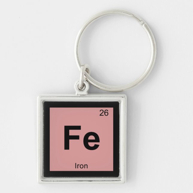 Fe - Iron Chemistry Periodic Table Symbol Element Schlüsselanhänger (Vorne)