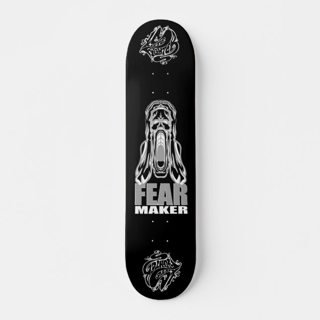 "FEAR MAKER – Horror Scream Skull Skateboard Deck" (Vorne)