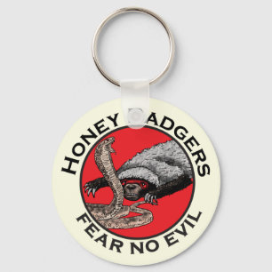 Fear no Evil Badass Honey Badger Red Animal Art Schlüsselanhänger
