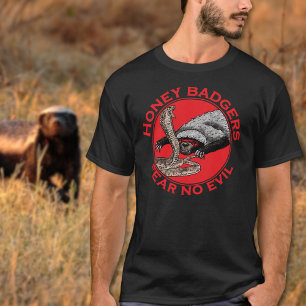 Fear no Evil Badass Honey Badger Red Animal Art T-Shirt